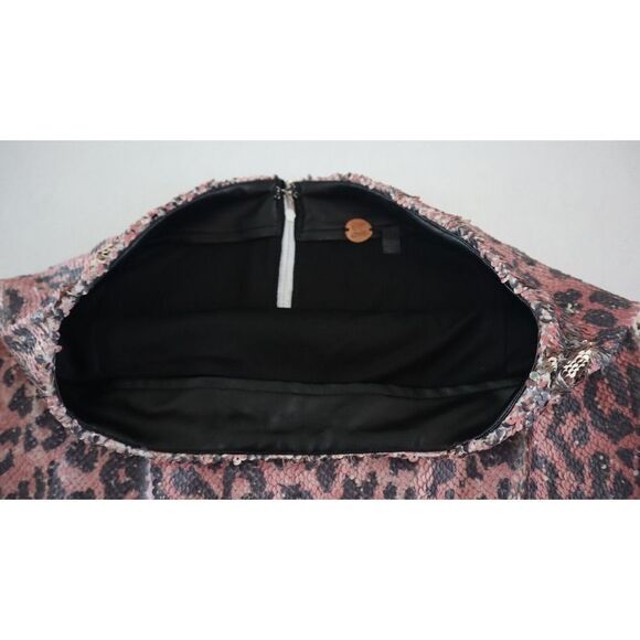 Free People F19R08506 Women's Sz 0 Pink Cheetah Sequined Mini A-Line Skirt $128 - Picture 3 of 9